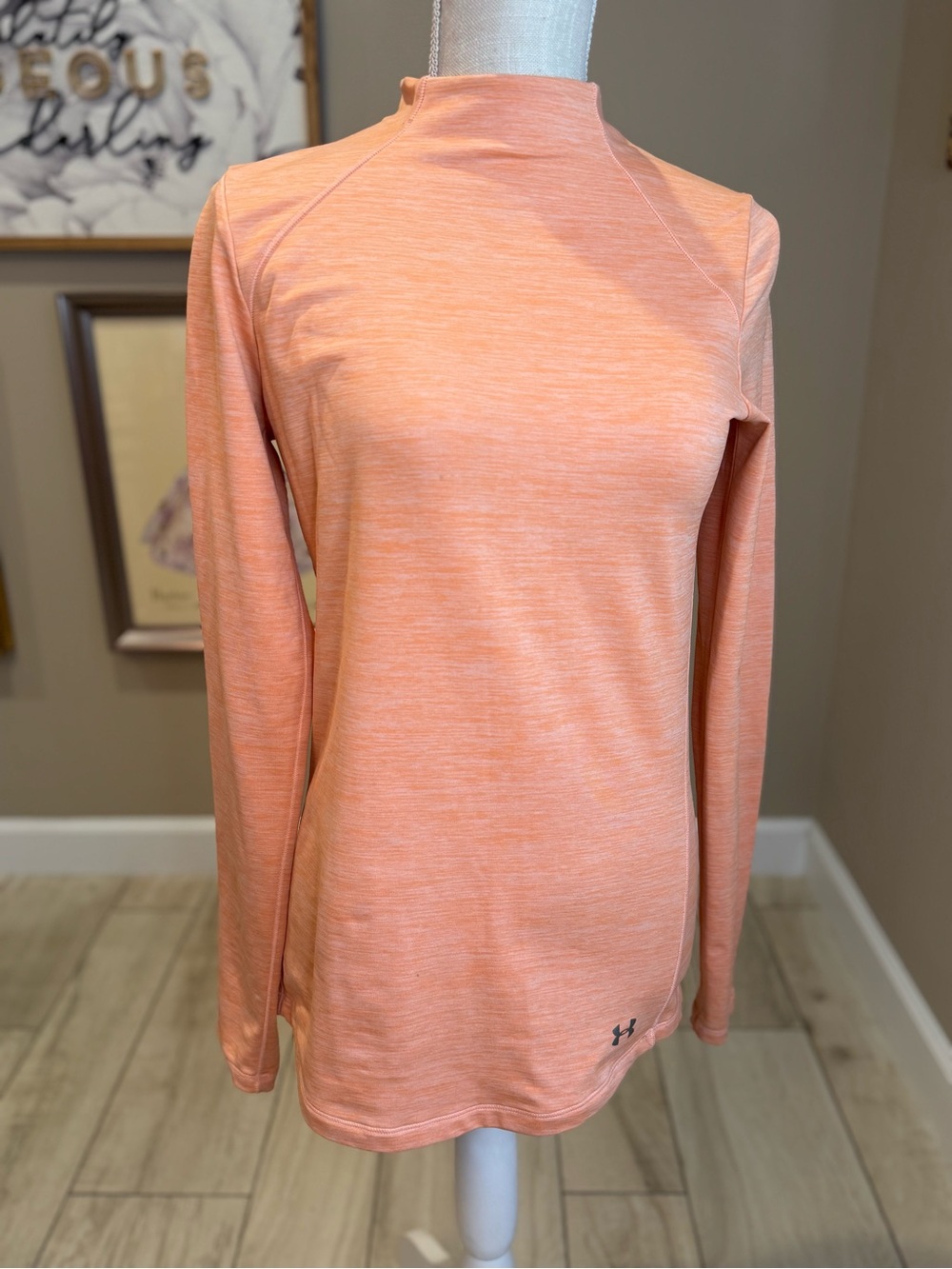 Under Armour Heathered Peach Mock Neck Long Sleeve Top